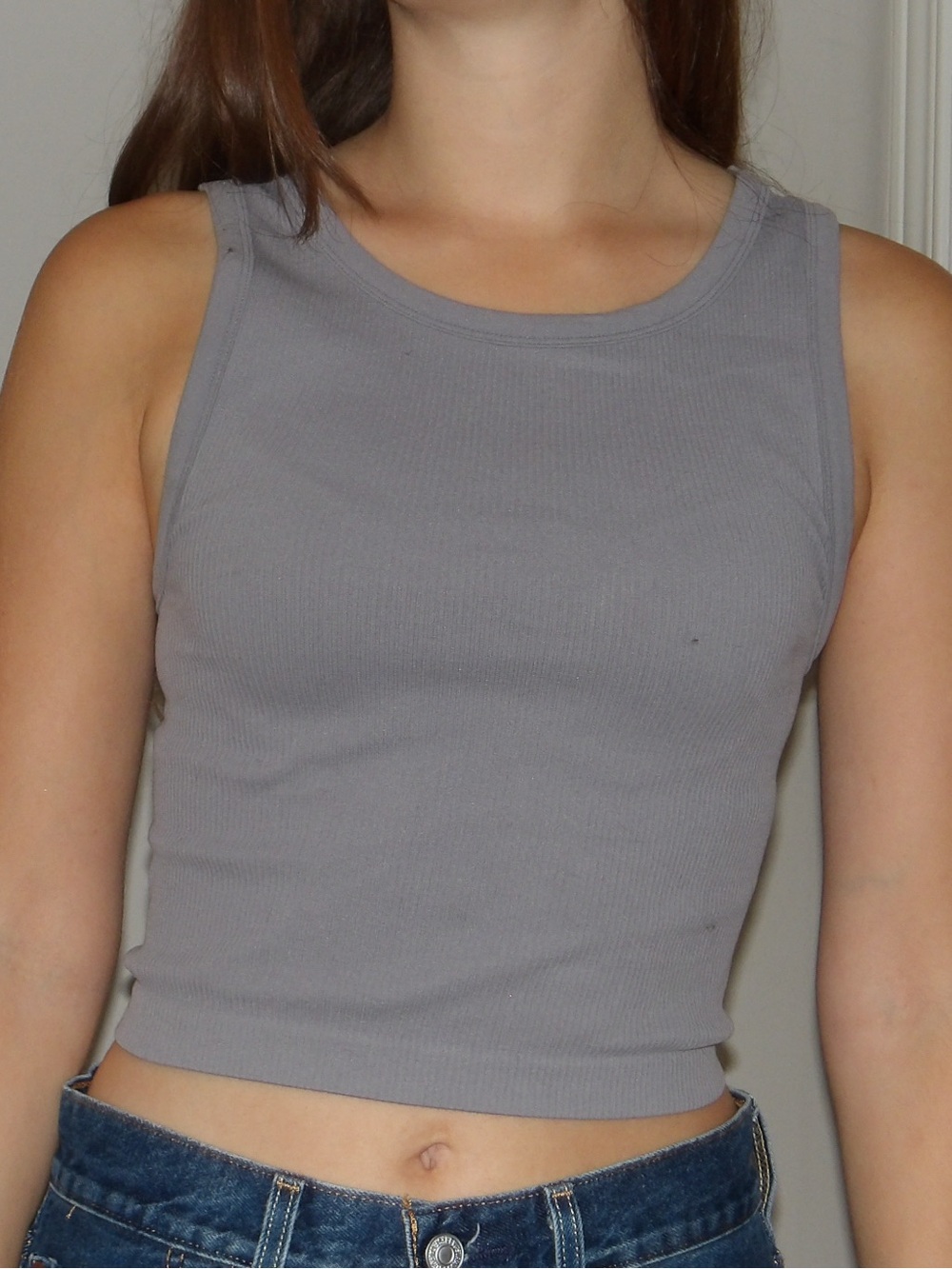 Sunday Best Gray Ribbed Cropped Tank Top